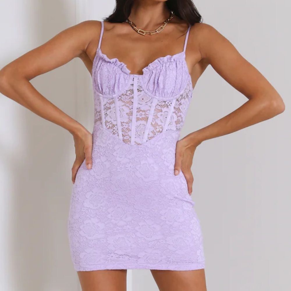 HELLO MOLLY LACEY‎ LOOKS MINI DRESS LILAC XS NWT IN PACKAGING